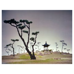 Vintage Didier Massard, French B. 1953, Signed Photo 'Landscape with Chinese Pavilion'