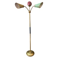 French Tri Cone Brass Floor Lamp in the Manner of Mategot
