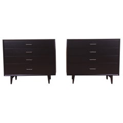 Retro George Nelson for Herman Miller Black Lacquered Dresser Chests, Newly Refinished