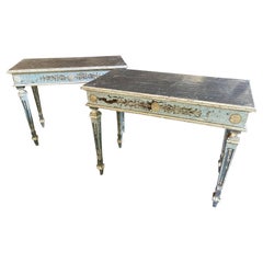 Pair of Neo-Classical Carved and Painted Consoles