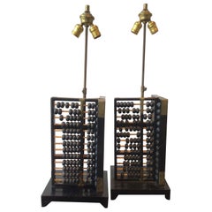 Vintage Pair of Abacus Lamps