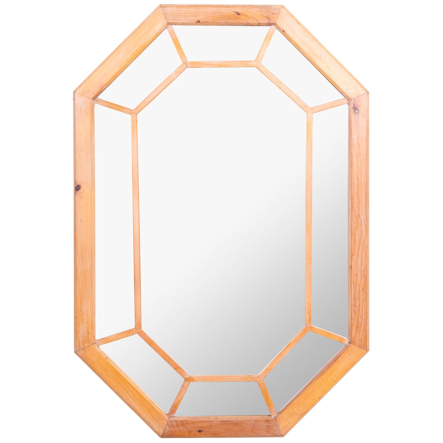 Carvers Guild Scrubbed Pine Octagon Shaped Mirror For Sale