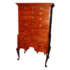 American Massachusetts Queen Anne Maple Highboy with Cabriole Legs, Circa 1750