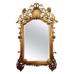19th Century Large Scale French Rococo Carved and Giltwood Mirror