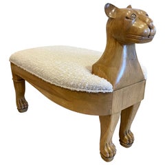 Egyptian Revival Style Whimsical Wood Bench/ Ottoman