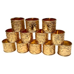 Antique Set of '12' Gold Plated Napkin Rings-Early 20th Century