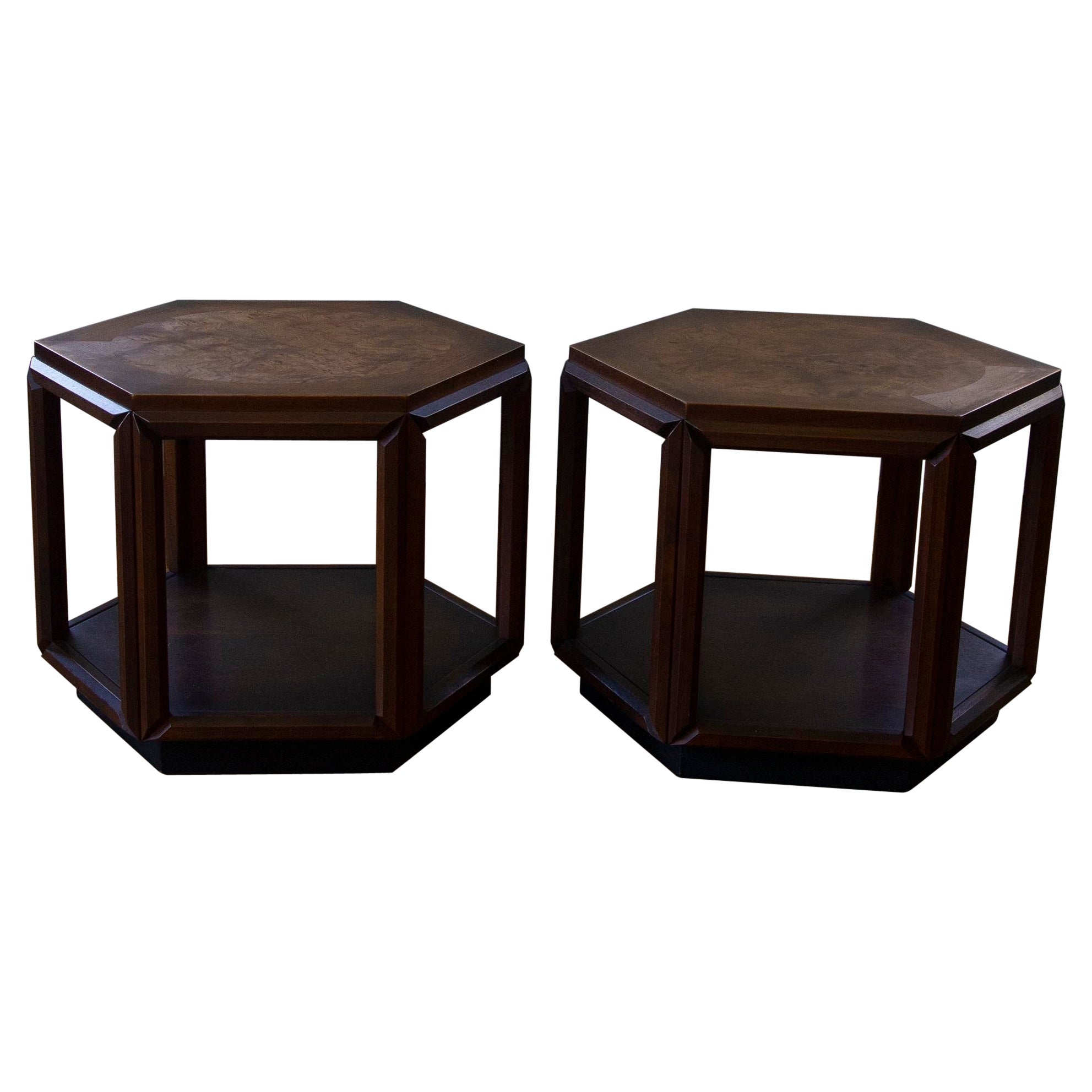 Mid 20th Century John Keal for Brown Saltman Hexagonal Side Tables, Set of 2 For Sale
