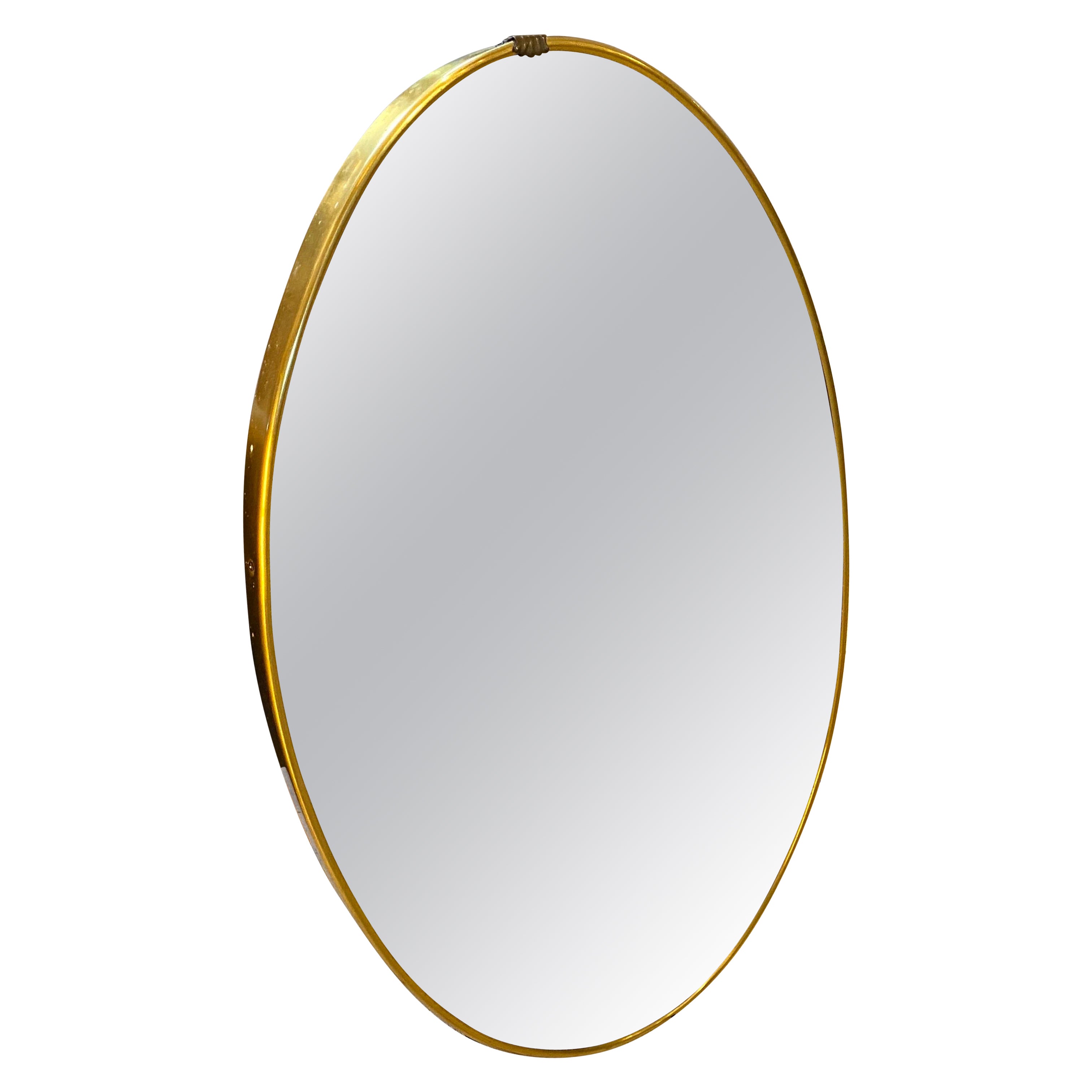 Oval MidCentury Modern Wall Mirror Italian Design 1950s Brass Edge Gold at 1stDibs