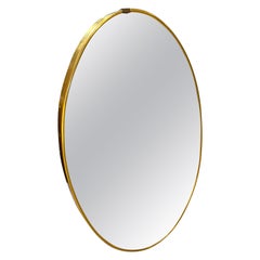 1950s Giò Ponti Style Mid-Century Modern Oval Brass Italian Mirror