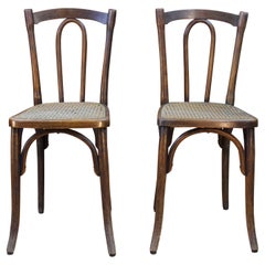 Pair of Bistro Chairs Bentwood Technique, 20th Century, France