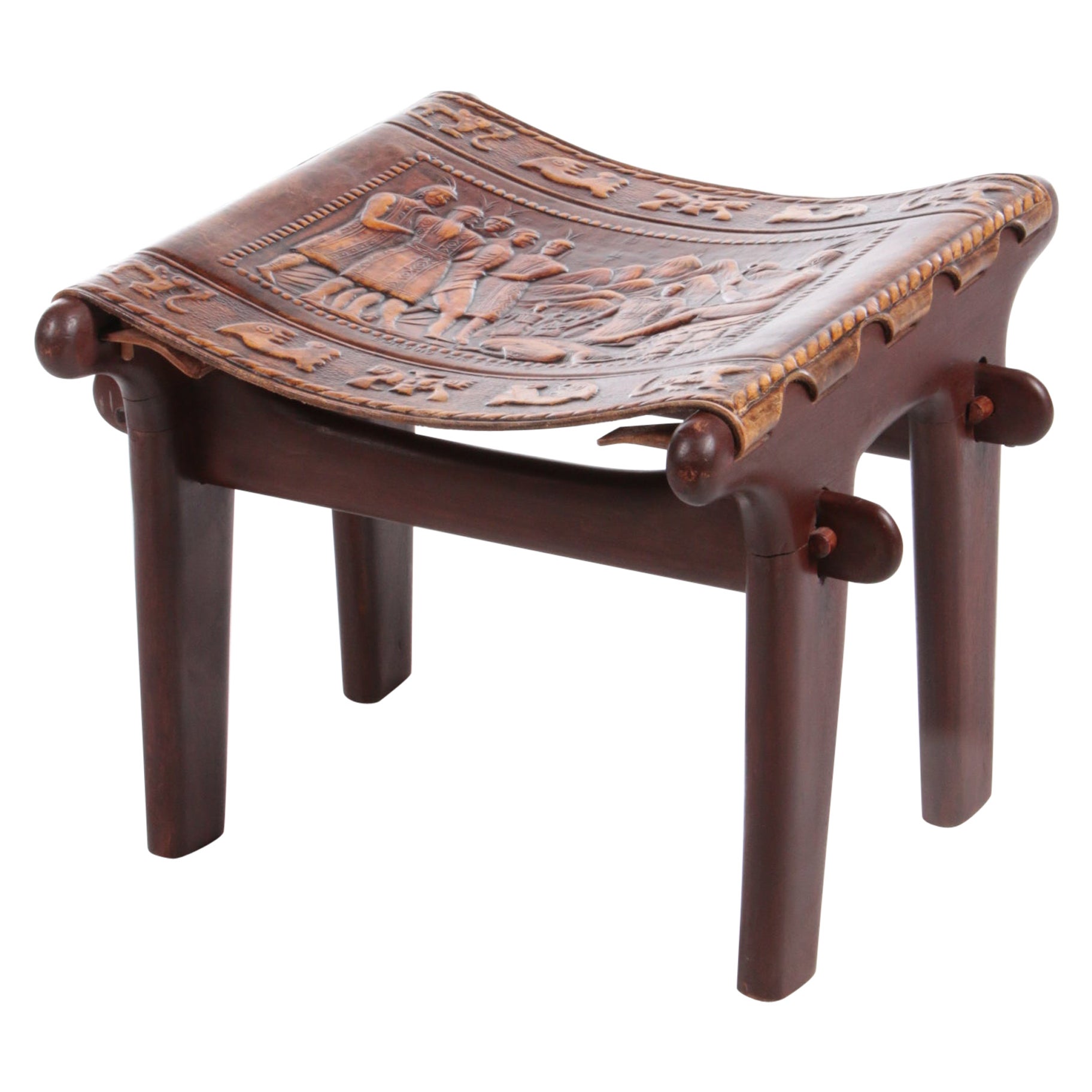 Episodio Historico Angel Pazmino Footstool Made by Estilo, 1960s Ecuador