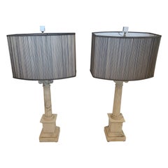 Lovely Pair of Neoclassical Style Marble Table Lamps