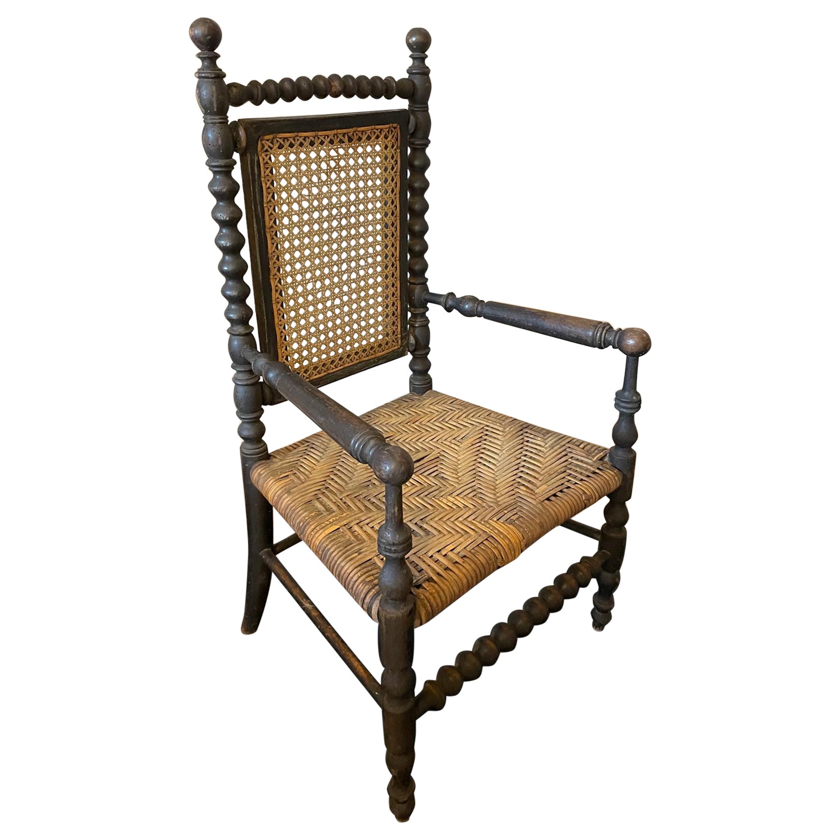 19th Century Napoleon III Caned Child Chair For Sale