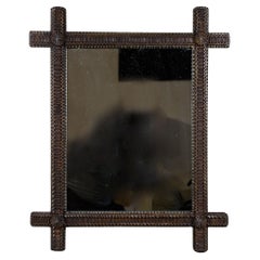 Rustic Tramp Art Mirror Hand Carved, Austria, circa 1870