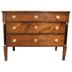 Antique Empire Style Chest of Drawers in Walnut with Columns, Early 19th Century