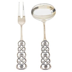David Anderson Used Sterling Silver Serving Pieces Ringbu Pattern Set of 2