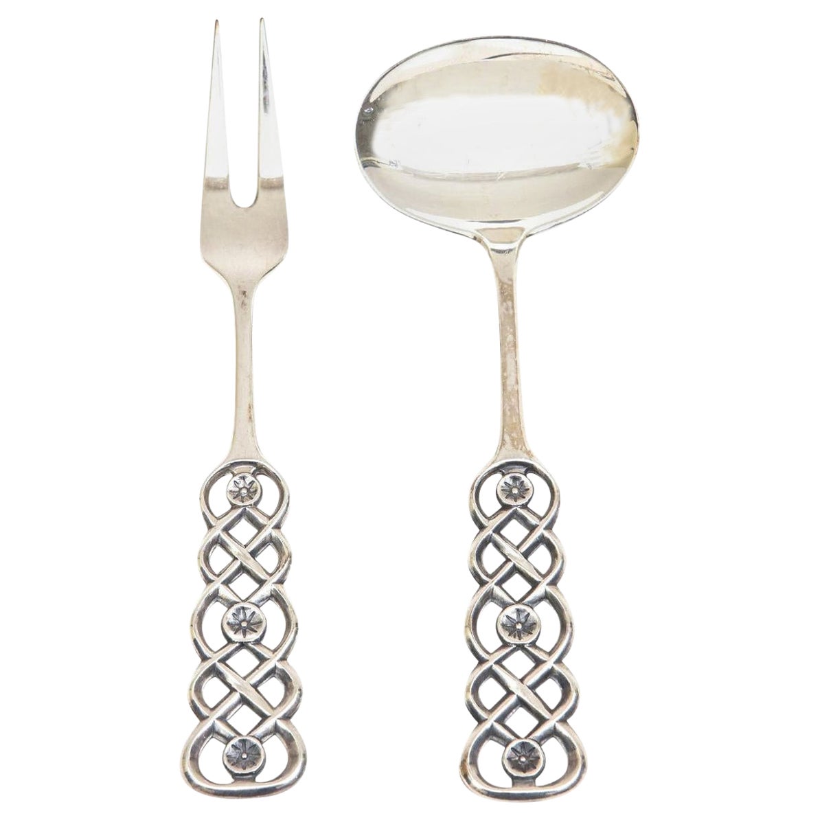 David Anderson Vintage Sterling Silver Serving Pieces Ringbu Pattern Set of 2
