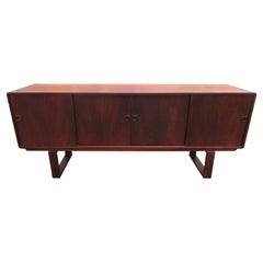 Handsome Dyrlund Danish Rosewood Credenza / Sideboard with Sled Legs