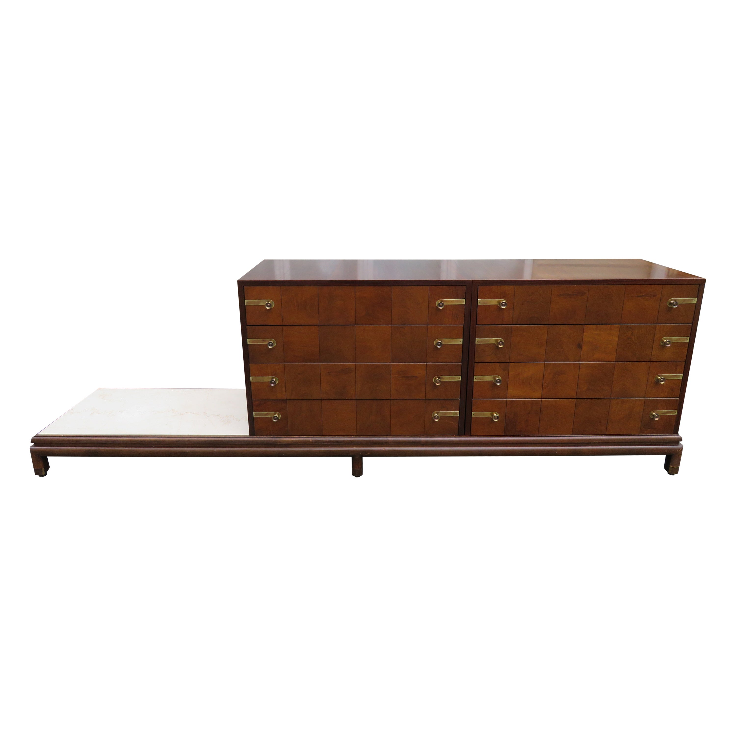 Stilvolle 3-teilige Renzo Rutuli-Kommode aus Travertin Johnson Furniture Co.