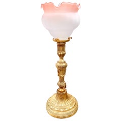 Antique French Belle Epoche Gilt Bronze Candlestick Lamp 