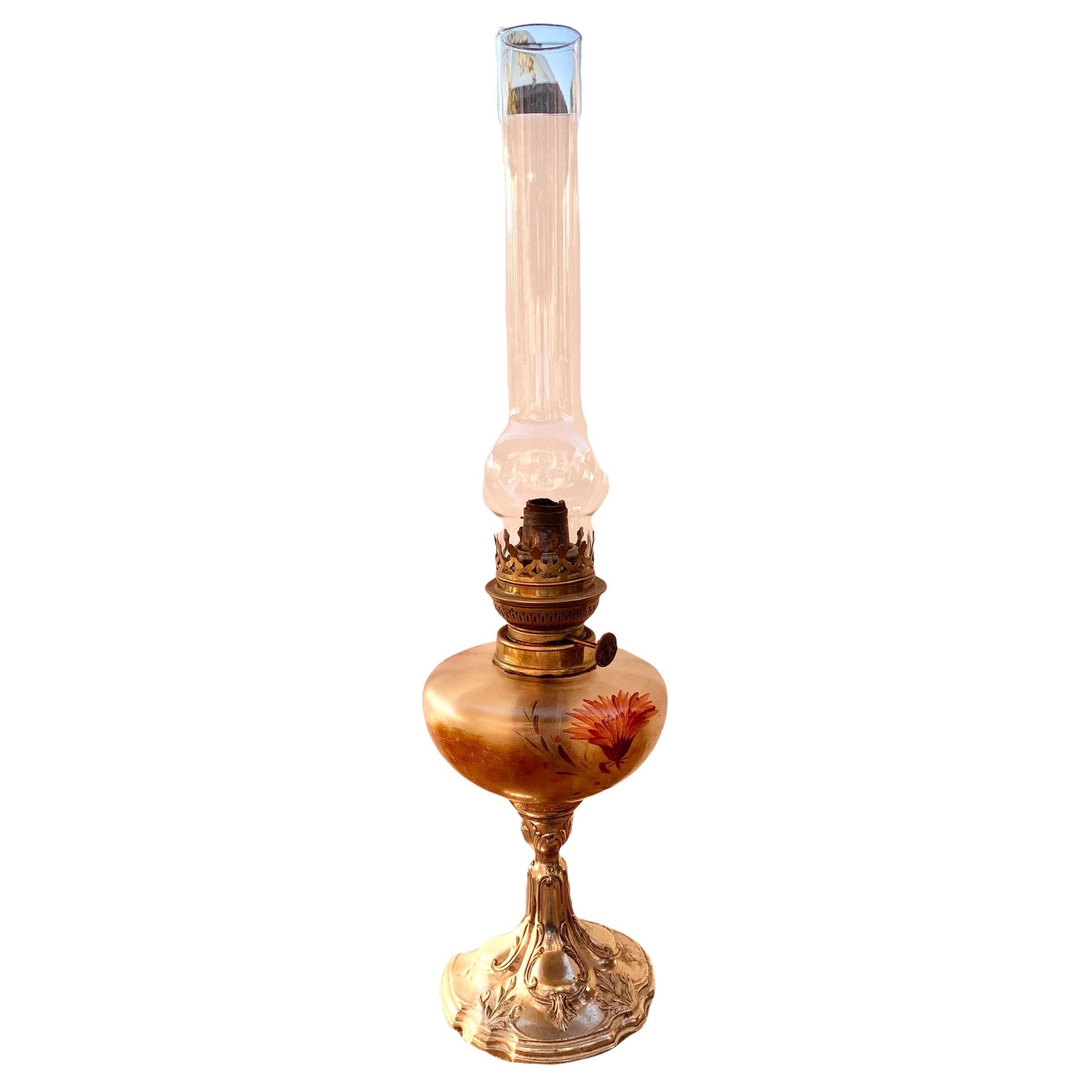 Antique French Art Nouveau Oil Lamp