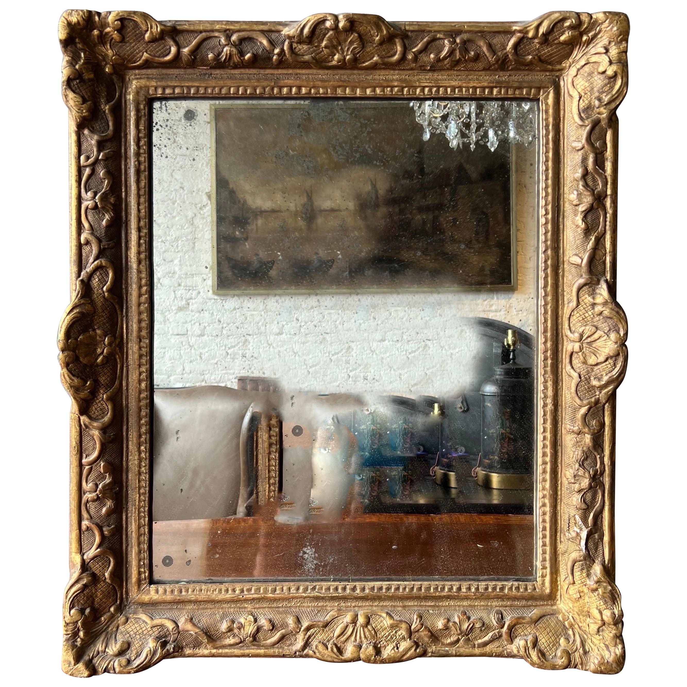 18th- 19th Century French Giltwood Mirror  For Sale