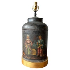 Paint Decorated Chinoiserie Tea Canister Lamp