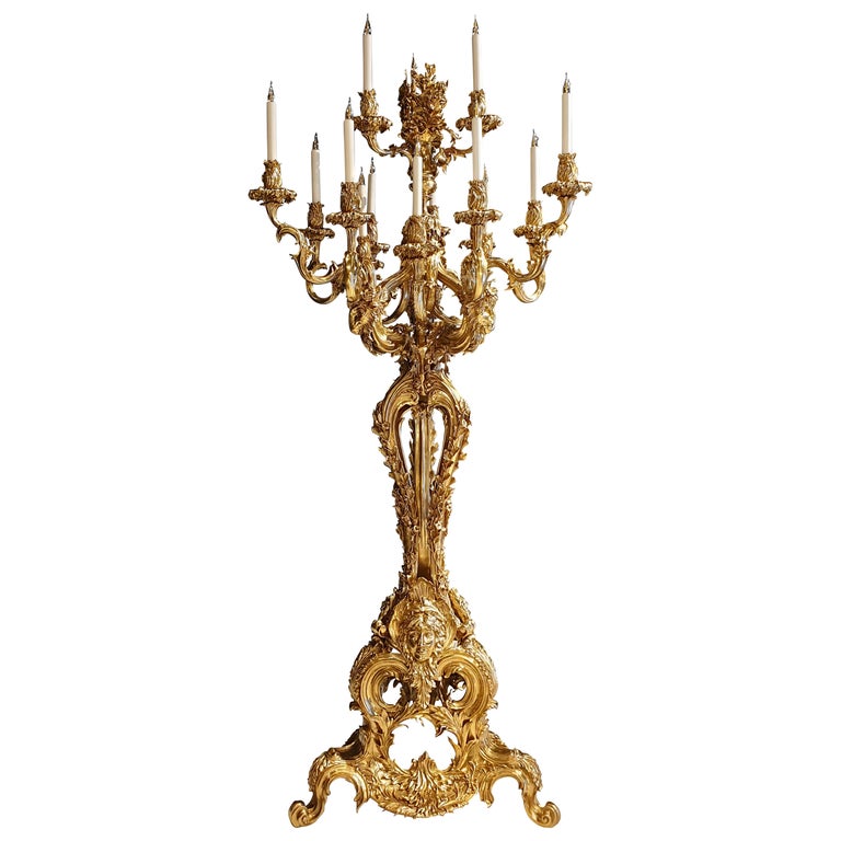 Huge Louis XV Candelabra in Wrought Bronze from Thomire Style For Sale at  1stDibs