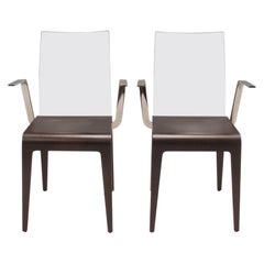 Roche Bobois Origami Wooden Carver Dining Chairs, Set of 2