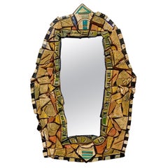 Mosaic Mirror with Painted Tile Fragments, English, c1980s
