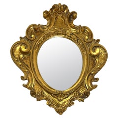 Italian Tole Toleware Chic Gilt Wood Mirror, circa 1950s