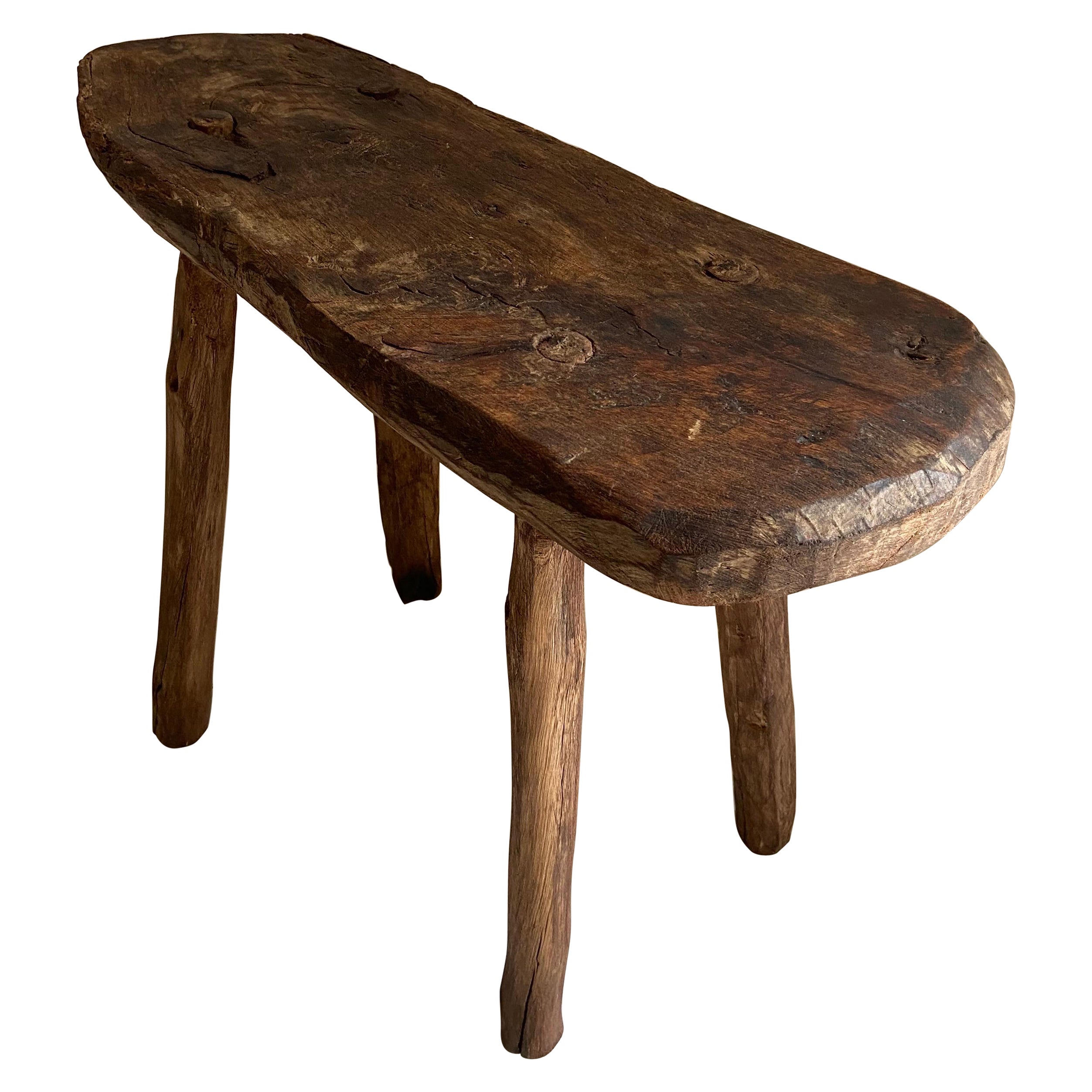 Mid 20th Century Hardwood Stool from Central Mexico