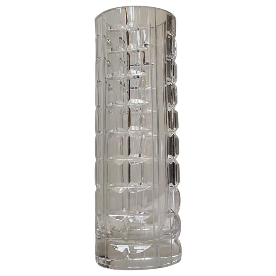 Scandinavian Modern Cut Crystal Vase, 1950s For Sale