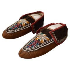 Native American Antique Iroquois Beaded Moccasins