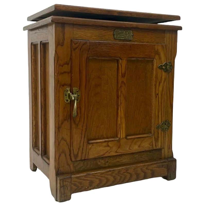 Herrick's Antique Vintage Wood Ice Box / Refrigerator For Sale at ...