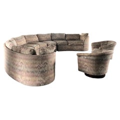 Vintage Cloud Sofa Sectional Half Circle After Milo Baughman w/ Pair of Chairs