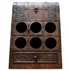 19th Century English Mounted Pine Cellarette Wine Cabinet