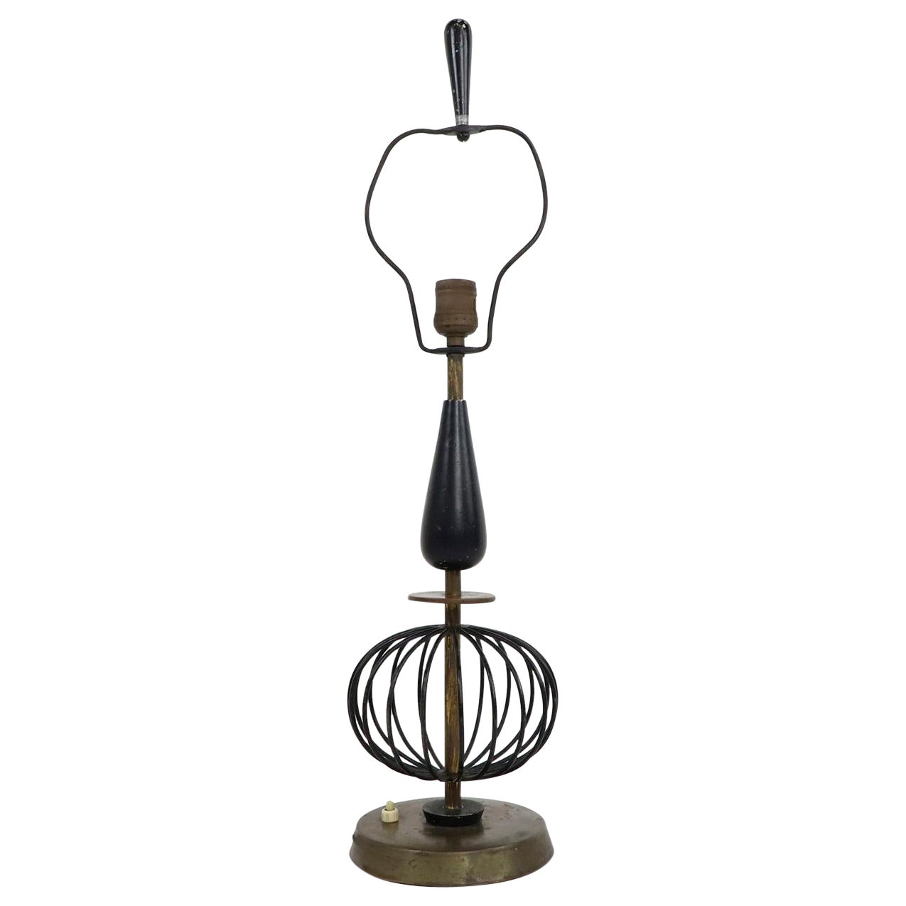 Fantastic Iron and Brass Lamp by Arturo Pani For Sale