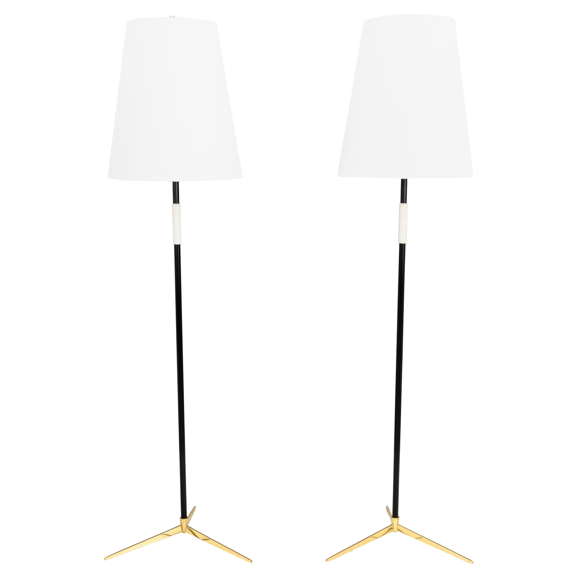 Two Kalmar Floor Lamps around 1950s with Fabric Shades