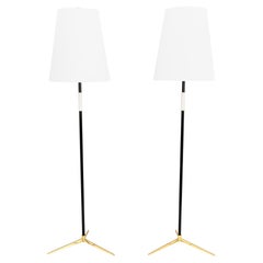 Two Kalmar Floor Lamps around 1950s with Fabric Shades