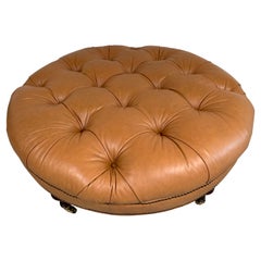 Chesterfield Style Leather Tufted Cocktail Ottoman By Pearson 