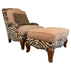 Pearson Custom Safari Zebra Bergere Lounge Chair and Ottoman
