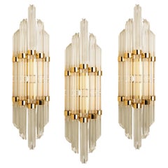 Modern Flower Shaped Glass Rod Wall Sconces in Style of Sciolari