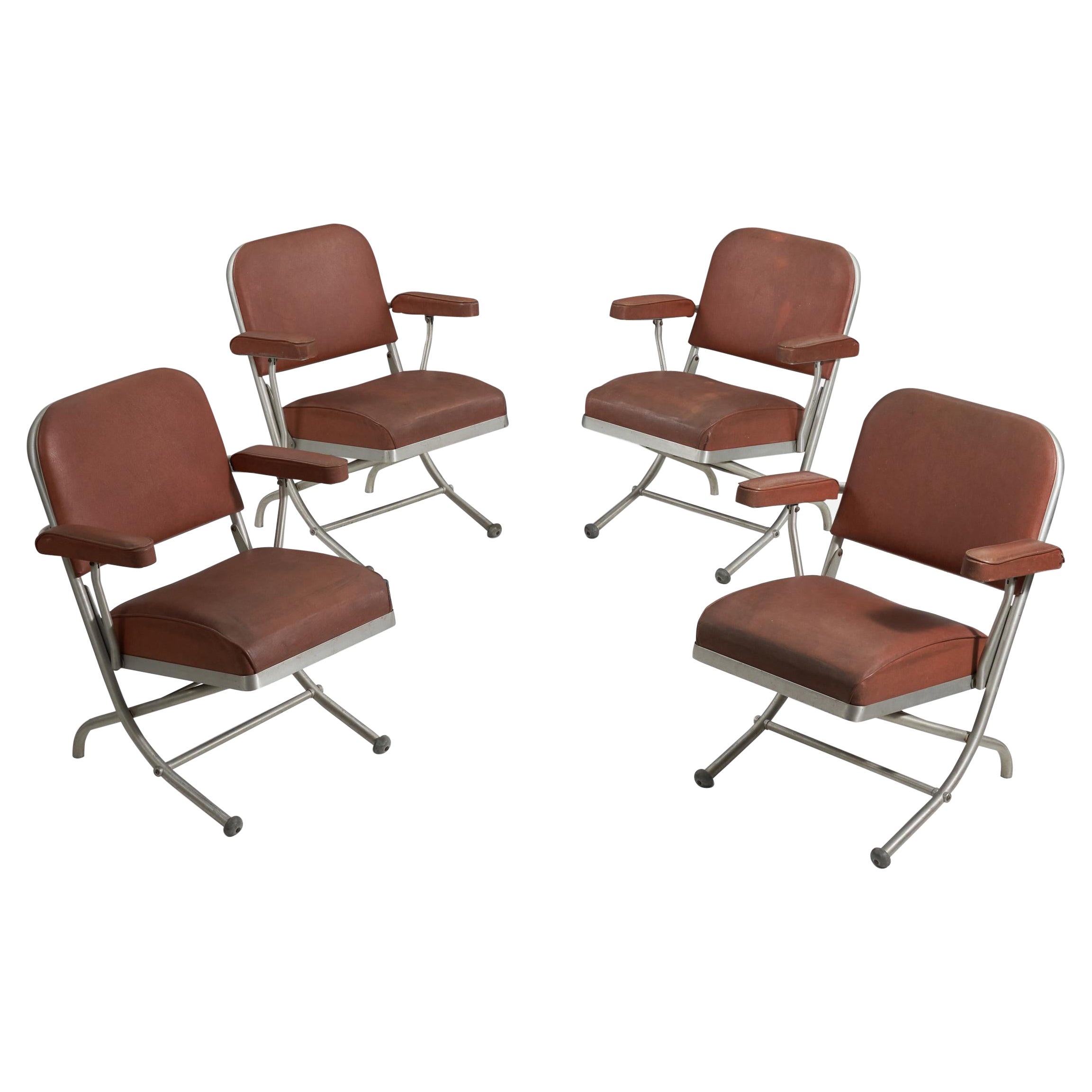 Warren McArthur, Arm Chairs, Steel, Vinyl, United States, 1930s