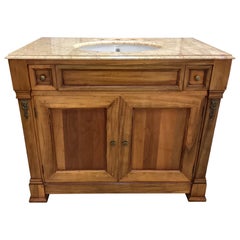 French Custom Cherry Vanity with Marble Top & Sink