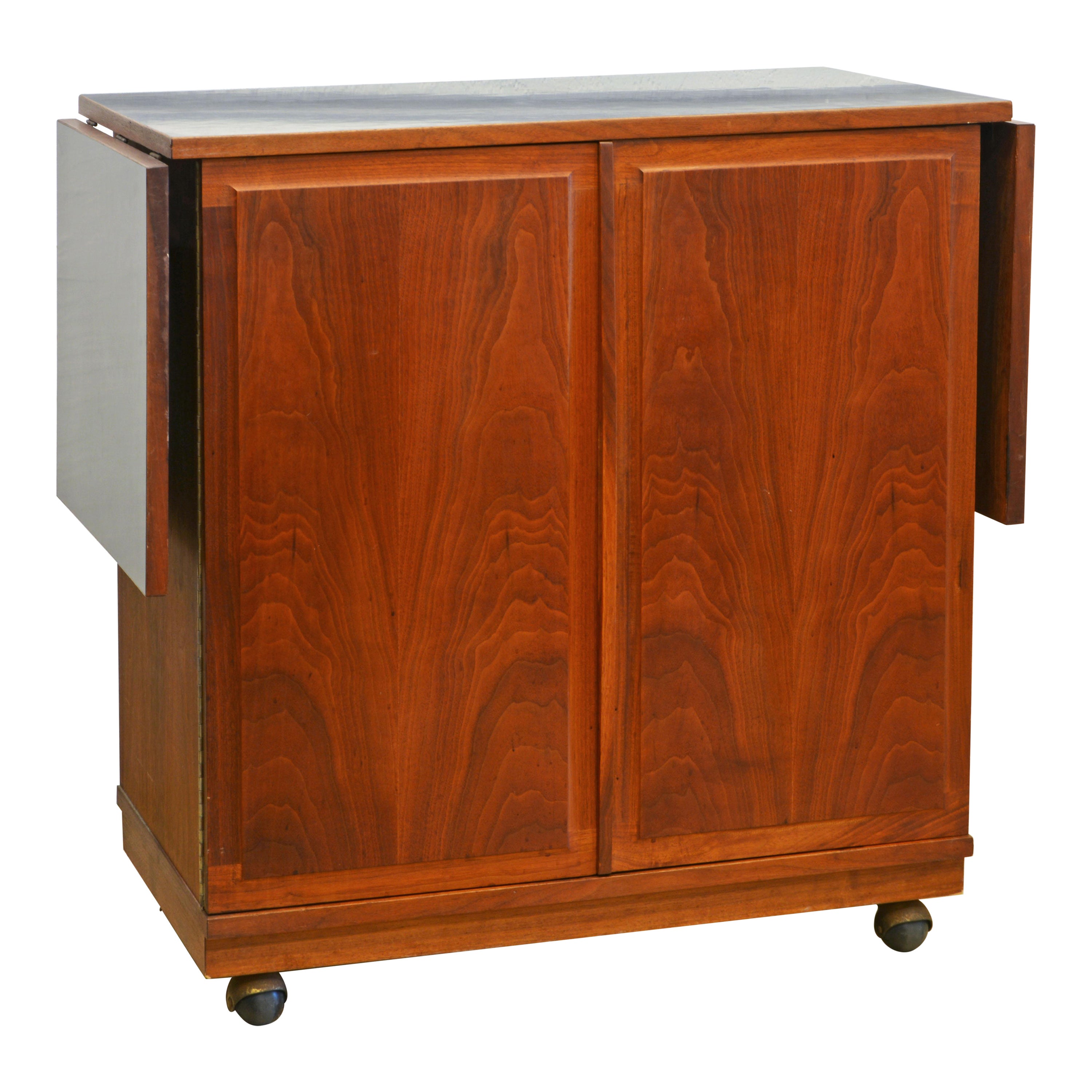 Mid-Century Modern Expandable Walnut Bar Cart and Cabinet by Jack Cartwright