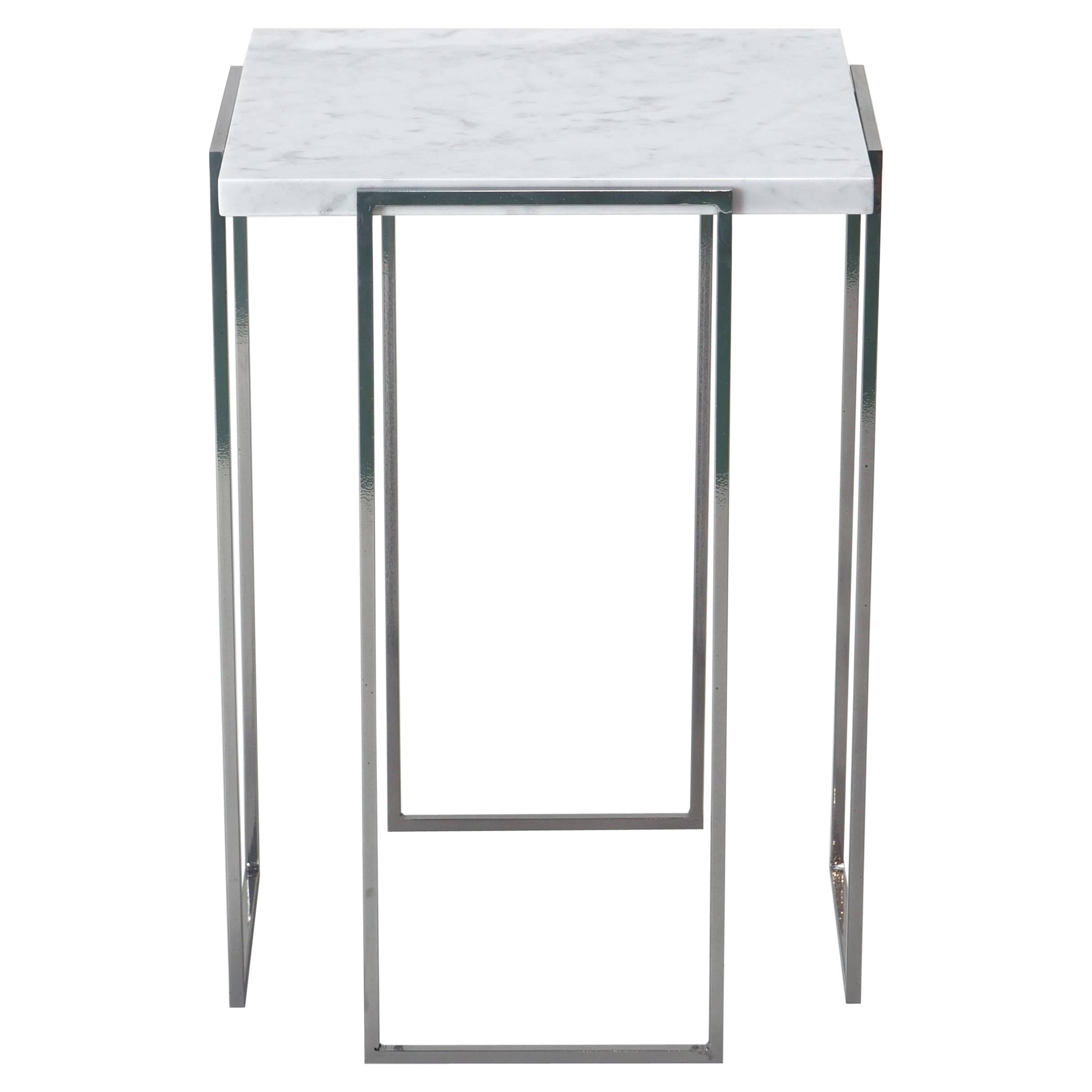 Kaus Cromo, Carrara Marmor Beistelltisch von DFdesignlab Handgefertigt in Italien im Angebot