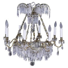 Fine French Neoclassical Russian Baltic Empire Doré Bronze Crystal Chandelier