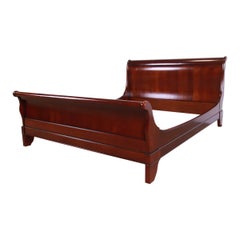 Retro Grange French Louis Philippe Cherry Wood Queen Size Sleigh Bed