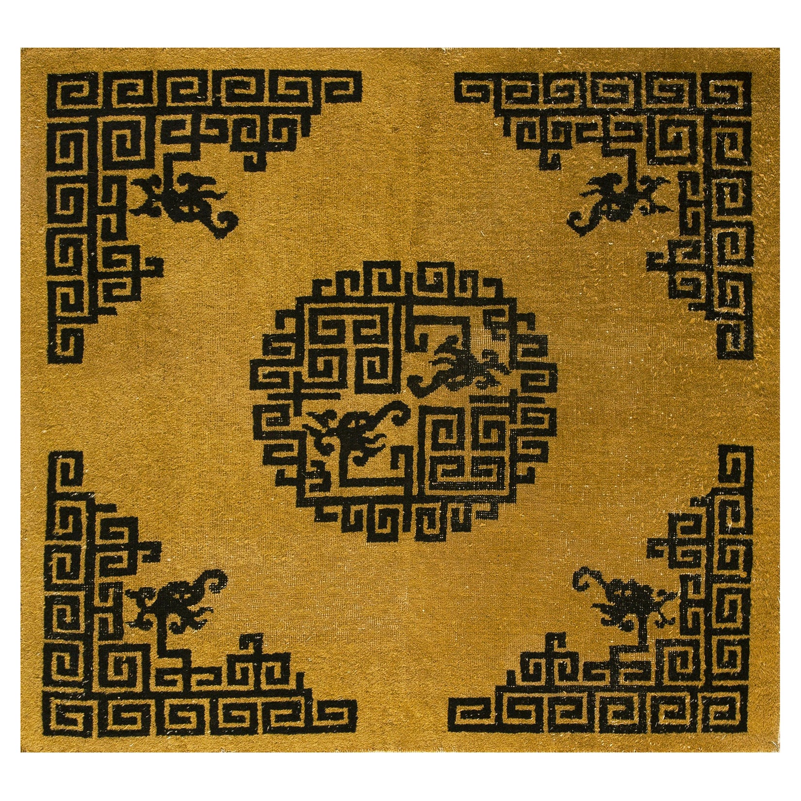 Early 20th Century Chinese Peking Dragon Carpet ( 4' x 4' - 122 x 122 )